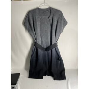 Vince Alpaca Belted Short Sleeve Sweater Knit Ombre Gray w pockets Size Small